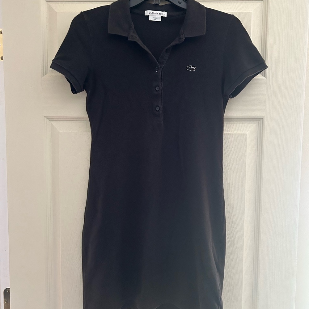 Black Lacoste mini polo dress. Sz36